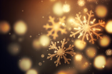 Generative Ai of Majestic winter snowflake with bokeh. Winter postcard.	
