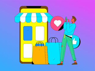 Virtual characters social communication concept business flat vector hand drawn illustration
