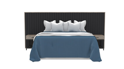 bed front view without shadow 3d render