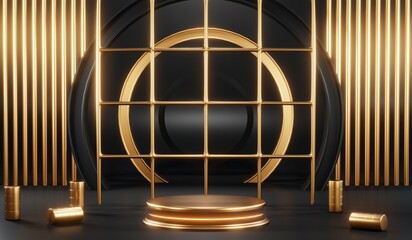 3D rendering of black podium background for black friday product on podium