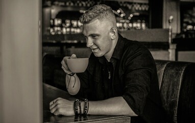 Handsome young Blonde Scandinavian men. Students lifestyle. Psychology portrait, illustration