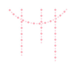 Cherry Blossom Hanging Garland Vector Illustration. Floral Frame Bunting Design Element.