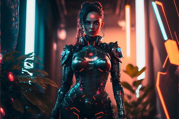 Robot Cyberpunk 2077. Generative AI, Generative, AI.