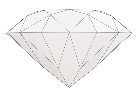 graphic contour diamond isolated on white, simple polygonal brilliant, 3d render
