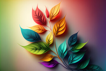 Abstract plant with leaves in different colors