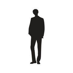 Young man silhouette. White background.
