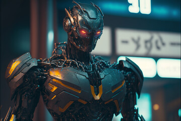 Robot Cyberpunk 2077. Generative AI, Generative, AI.