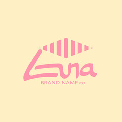 Luna logo design, elegant handwritten calligraphic girl name signature.