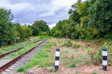 Photography to theme railway track after passing train on railroad