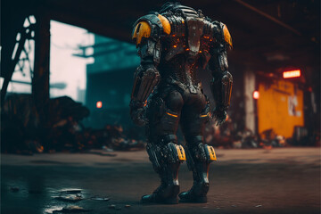 Robot Cyberpunk 2077. Generative AI, Generative, AI.