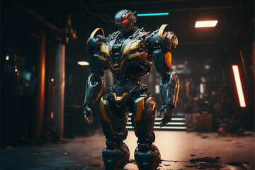 Robot Cyberpunk 2077. Generative AI, Generative, AI.