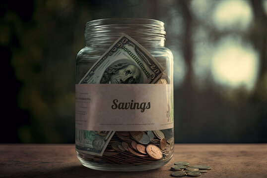 money in a jar, concept image for saving money, generative ai