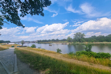 View of the river and blue skies on a sunny day.
