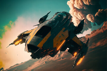 Space Warship. Generative AI, Generative, AI.	
