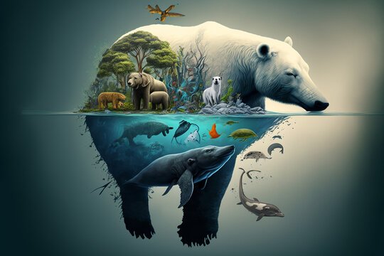 Earth Day or World Wildlife Day concept. Save our planet, protect green nature. Generative ai.