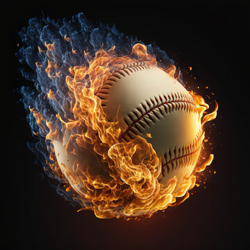 Premium AI Image  Baseball ball in art colorful explosion of fire energy  and movement sports performance generative ai