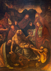 BIELLA, ITALY - JULY 15, 2022: The painting of Deposition in the church Chiesa di San Sebastiano by...