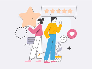 Virtual characters social communication concept business flat vector hand drawn illustration
