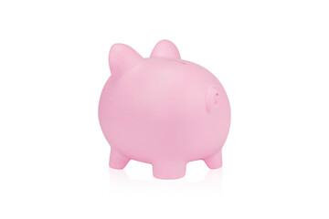 Pink piggy bank isolated on white background with clipping path.