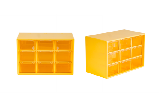 Group of Yellow Plastic Box with Drawer