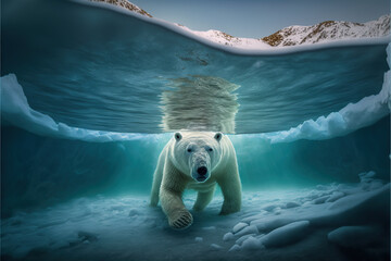 Polar bear in its natural ice habitat