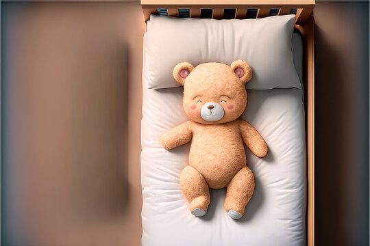 Sweet Dreams A Cozy Illustration of a Teddy Bear Sleeping in Bed
