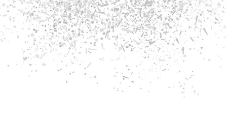 Multicolored confetti on isolated white background. Geometric holiday texture with glitters. Image for banners. Black and white illustration