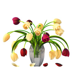 decorative flowers and plants for the interior,  isolated on transparent background, 3D illustration, cg render
