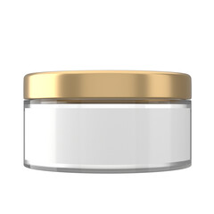 skincare cream jar transparent mockup packaging in white gold