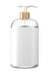 skincare lotion press big bottle transparent mockup packaging in white gold