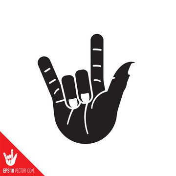 I love you, hand gesture in sign language vector glyph icon