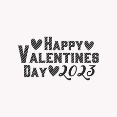 Happy valentines 2023 lettering design.