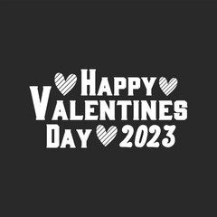 Happy valentine day 2023 black and white vector.