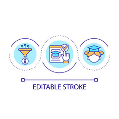 Select safe resources for online education loop concept icon. E learning network for junior children abstract idea thin line illustration. Isolated outline drawing. Editable stroke. Arial font used