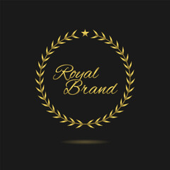Royal brand Golden laurel wreath vector label