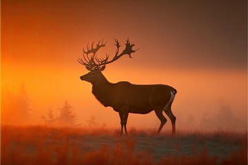 silhouette of a deer , ai generated