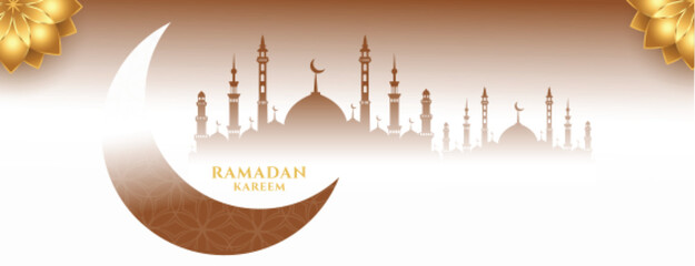Moon and realistic ramadan kareem islamic religious background design 26