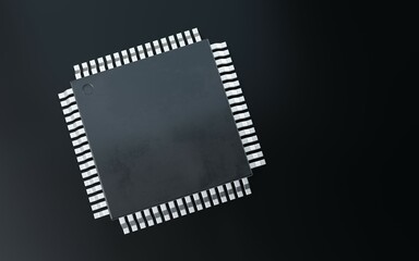 Fototapeta premium 3d render of microchip or semiconductor chip, for computin or technology concept.