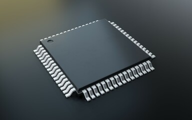 Fototapeta premium 3d render of microchip or semiconductor chip, for computin or technology concept.