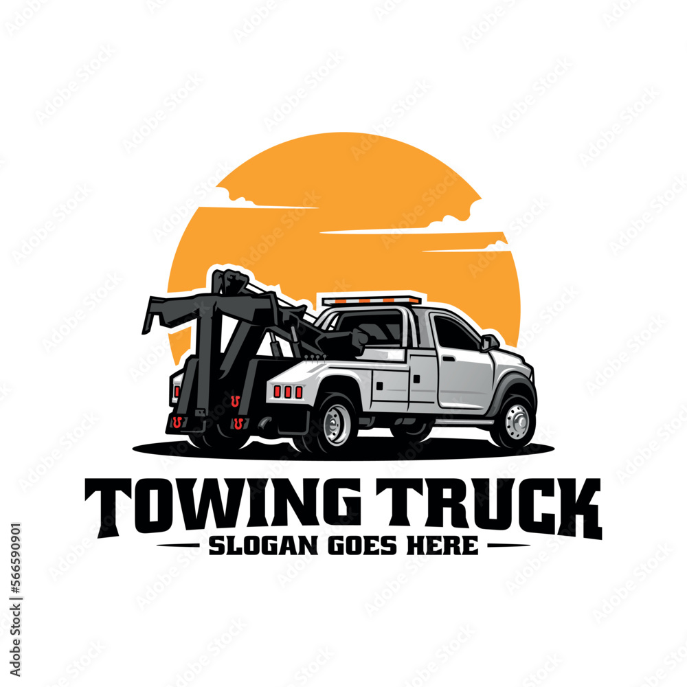 Sticker towing truck illustration logo vector isolated