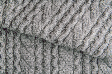 Wool fabric background, knitted texture. Close-up, full frame.