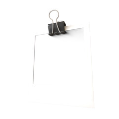 Naklejka premium polaroid photograph frame side view with paper clip black realistic 3d render