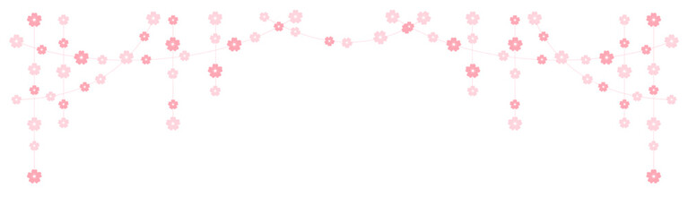 Cherry Blossom Hanging Garland Vector Illustration. Floral Frame Bunting Design Element.