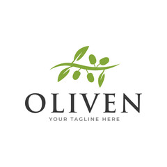 olive branch logo design. olive logo template vector design