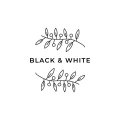 Vector hand drawn logo template in elegant and minimal style Branch with a text sample. For business branding and identity.