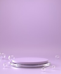 pedestal 3d render purple very peri color with glass for showcase and mockup
