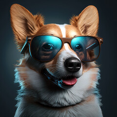 Hund mit Sonnenbrille, ki generated