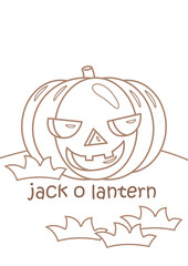 Alphabet J For Jack O Lantern Vocabulary Coloring Pages A4 for Kids and Adult