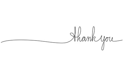 animated continuous single line hand-drawn words Thank You, line art animation - Powered by Adobe