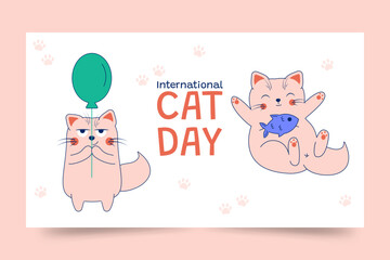 Hand-drawn banner template for International Cat Day